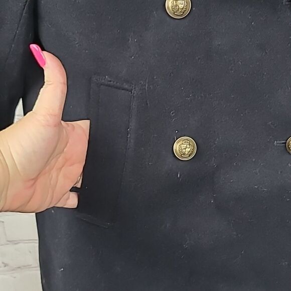 Express Black Wool Peacoat Double Breasted Classic Overcoat Heavy Winter Coat - Picture 5 of 11